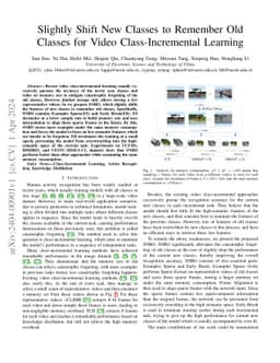 Slightly Shift New Classes to Remember Old Classes for Video
  Class-Incremental Learning