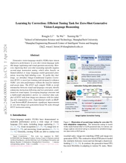 Learning by Correction: Efficient Tuning Task for Zero-Shot Generative
  Vision-Language Reasoning