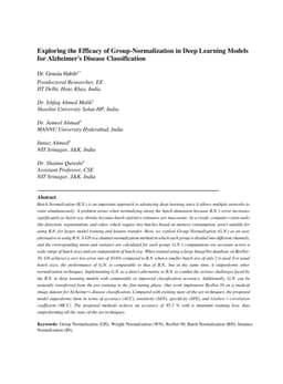 Exploring the Efficacy of Group-Normalization in Deep Learning Models
  for Alzheimer's Disease Classification
