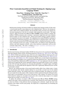 Prior Constraints-based Reward Model Training for Aligning Large
  Language Models