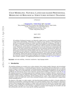 Chat Modeling: Natural Language-based Procedural Modeling of Biological
  Structures without Training