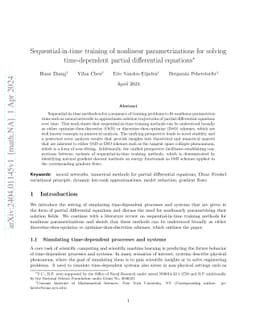 Sequential-in-time training of nonlinear parametrizations for solving
  time-dependent partial differential equations