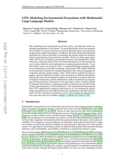 LITE: Modeling Environmental Ecosystems with Multimodal Large Language
  Models