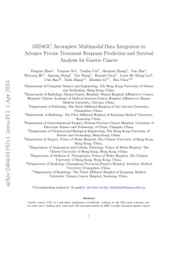 iMD4GC: Incomplete Multimodal Data Integration to Advance Precise
  Treatment Response Prediction and Survival Analysis for Gastric Cancer