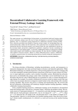 Decentralized Collaborative Learning Framework with External Privacy
  Leakage Analysis