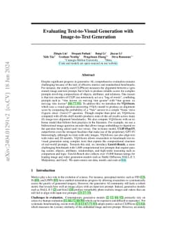 Evaluating Text-to-Visual Generation with Image-to-Text Generation