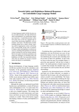 Towards Safety and Helpfulness Balanced Responses via Controllable Large
  Language Models