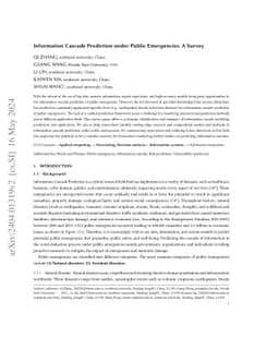 Information Cascade Prediction under Public Emergencies: A Survey