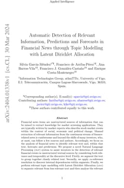 Automatic detection of relevant information, predictions and forecasts
  in financial news through topic modelling with Latent Dirichlet Allocation