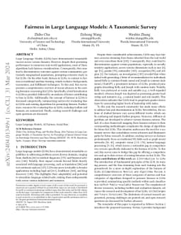 Fairness in Large Language Models: A Taxonomic Survey