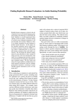 Finding Replicable Human Evaluations via Stable Ranking Probability