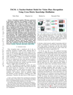 TSCM: A Teacher-Student Model for Vision Place Recognition Using Cross-Metric Knowledge Distillation