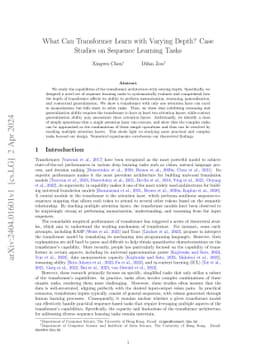 What Can Transformer Learn with Varying Depth? Case Studies on Sequence
  Learning Tasks