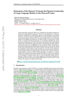 Helmsman of the Masses? Evaluate the Opinion Leadership of Large
  Language Models in the Werewolf Game