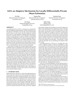 AAA: an Adaptive Mechanism for Locally Differential Private Mean
  Estimation