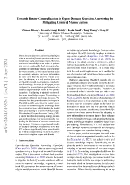 Towards Better Generalization in Open-Domain Question Answering by
  Mitigating Context Memorization