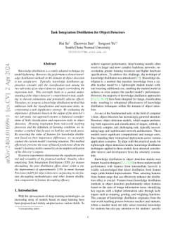 Task Integration Distillation for Object Detectors