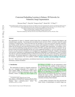 Contextual Embedding Learning to Enhance 2D Networks for Volumetric
  Image Segmentation