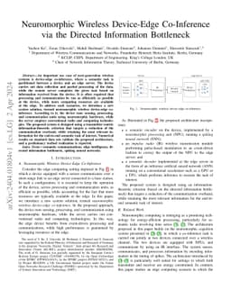 Neuromorphic Wireless Device-Edge Co-Inference via the Directed
  Information Bottleneck