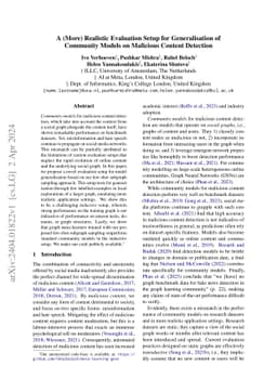 A (More) Realistic Evaluation Setup for Generalisation of Community
  Models on Malicious Content Detection