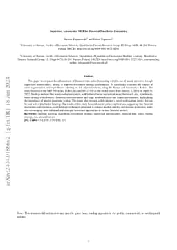 Supervised Autoencoder MLP for Financial Time Series Forecasting