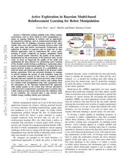 Active Exploration in Bayesian Model-based Reinforcement Learning for
  Robot Manipulation