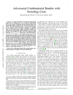 Adversarial Combinatorial Bandits with Switching Costs
