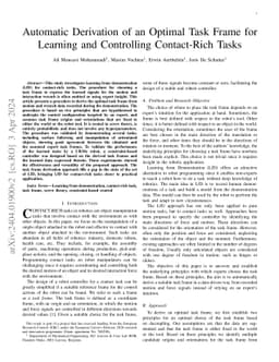Automatic Derivation of an Optimal Task Frame for Learning and
  Controlling Contact-Rich Tasks