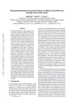 Humanizing Machine-Generated Content: Evading AI-Text Detection through
  Adversarial Attack