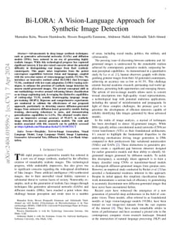 Bi-LORA: A Vision-Language Approach for Synthetic Image Detection