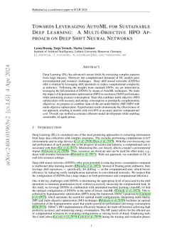 Towards Leveraging AutoML for Sustainable Deep Learning: A
  Multi-Objective HPO Approach on Deep Shift Neural Networks