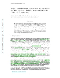Africa-Centric Self-Supervised Pre-Training for Multilingual Speech
  Representation in a Sub-Saharan Context