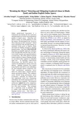 Breaking the Silence Detecting and Mitigating Gendered Abuse in Hindi,
  Tamil, and Indian English Online Spaces