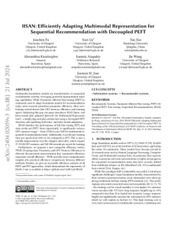 IISAN: Efficiently Adapting Multimodal Representation for Sequential
  Recommendation with Decoupled PEFT