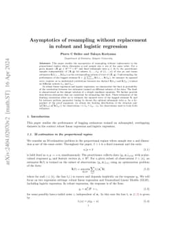 Asymptotics of resampling without replacement in robust and logistic
  regression