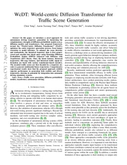 WcDT: World-centric Diffusion Transformer for Traffic Scene Generation