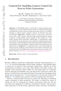 CameraCtrl: Enabling Camera Control for Text-to-Video Generation