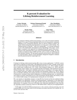 K-percent Evaluation for Lifelong RL