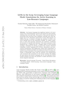 LLMs in the Loop: Leveraging Large Language Model Annotations for Active
  Learning in Low-Resource Languages