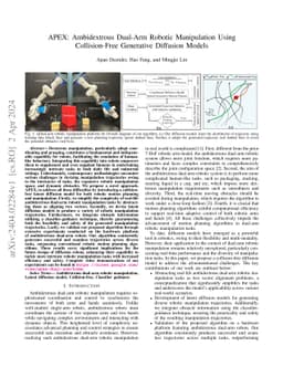 APEX: Ambidextrous Dual-Arm Robotic Manipulation Using Collision-Free
  Generative Diffusion Models