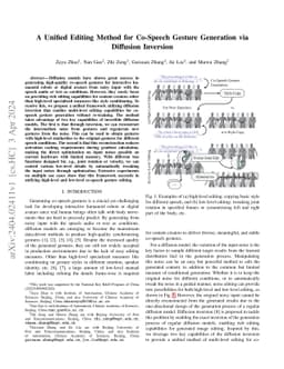 A Unified Editing Method for Co-Speech Gesture Generation via Diffusion
  Inversion
