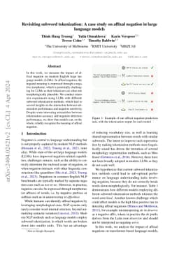 Revisiting subword tokenization: A case study on affixal negation in
  large language models