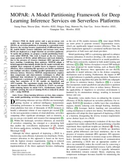 MOPAR: A Model Partitioning Framework for Deep Learning Inference
  Services on Serverless Platforms