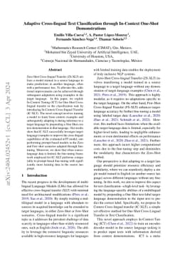 Adaptive Cross-lingual Text Classification through In-Context One-Shot
  Demonstrations