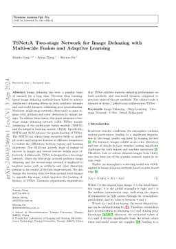 TSNet:A Two-stage Network for Image Dehazing with Multi-scale Fusion and
  Adaptive Learning