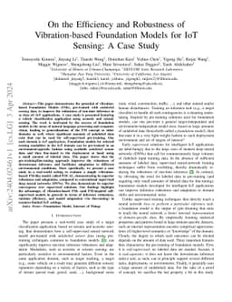 On the Efficiency and Robustness of Vibration-based Foundation Models
  for IoT Sensing: A Case Study