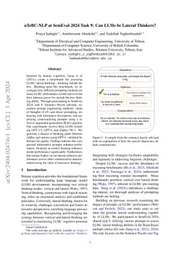 uTeBC-NLP at SemEval-2024 Task 9: Can LLMs be Lateral Thinkers?
