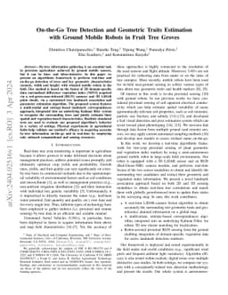 On-the-Go Tree Detection and Geometric Traits Estimation with Ground
  Mobile Robots in Fruit Tree Groves