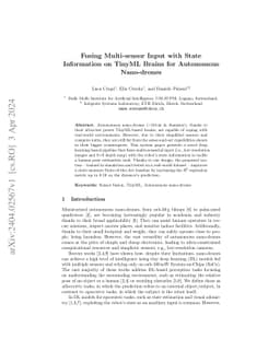 Fusing Multi-sensor Input with State Information on TinyML Brains for
  Autonomous Nano-drones