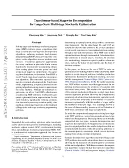 Transformer-based Stagewise Decomposition for Large-Scale Multistage Stochastic Optimization
